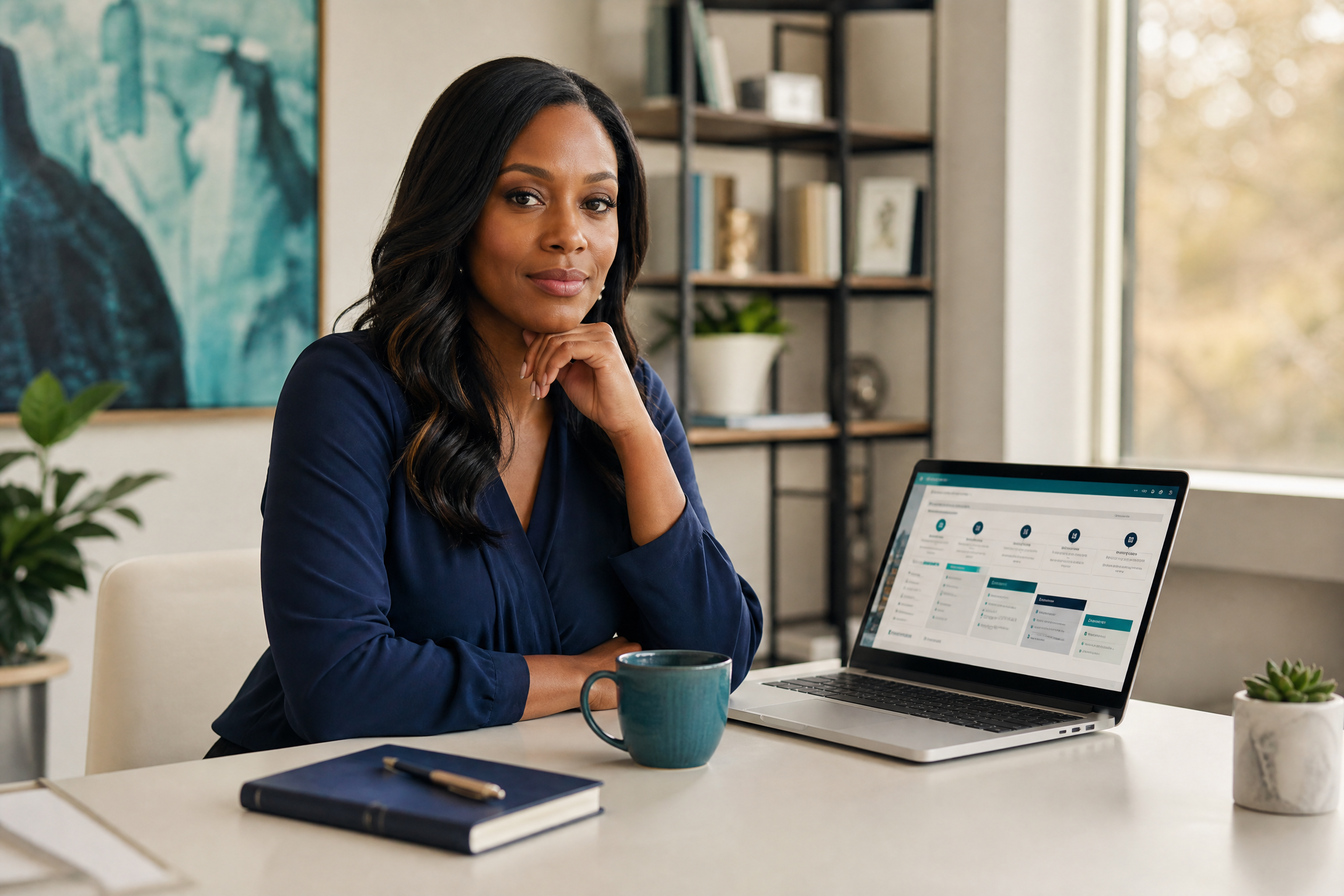 Professional woman with a career roadmap